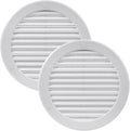 Vent Systems 5" Inch (Opening Dimensions) - Pack of 2 - White Soffit Vent Cover - Plastic Round Air Vent Grille - Built-in Mesh Screen - HVAC Register Louver for Bathroom, Home, Kitchen