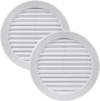 Vent Systems 5" Inch (Opening Dimensions) - Pack of 2 - White Soffit Vent Cover - Plastic Round Air Vent Grille - Built-in Mesh Screen - HVAC Register Louver for Bathroom, Home, Kitchen