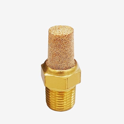 mxuteuk 10pcs Brass Pneumatic Muffler Filter Noise Silencer, Hex Sintered Silencer Air Line Fitting 1/8" NPT XYQ-G-(1-8)