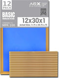 12x30x1 Air Filter Comparable to MPR 100 Basic Economy Furnace Filters, 12 Pack of Non Pleated Fiberglass Filter For Dust - Low Airflow Restriction! From AIRX FILTERS WICKED CLEAN AIR.