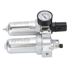 1/4 Inch Aluminum Alloy Air Filter Pressure Regulator, Compressed Air Line Filter, Oil Water Separator with Dial for Easy Pressure Adjustment, Durable PC and Plastic Construction f
