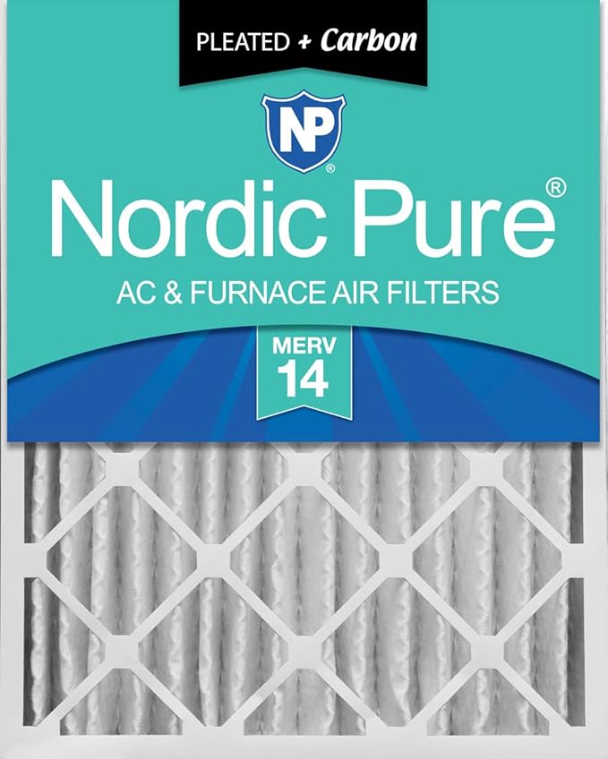 Nordic Pure 16x24x4 (Actual Size: 15 3/8 x 23 3/8 x 3 5/8) Pleated Air Filters MERV 14 Plus Carbon 1 Pack