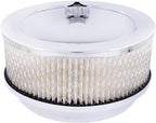 United Pacific S1106 Chrome 6 ⅜ inch Air Cleaner Assembly, Low Profile, Die-Cast Chrome Plated Wing Nut, Filter Included – One Air Cleaner Assembly