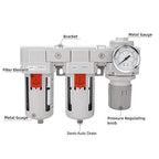 NANPU 3/8" NPT Air Drying System - 5 Micron Particulate Filter, 0.01 Micron Coalescing Filter, Air Pressure Regulator Combo - Semi-Auto Drain, Poly Bowl w/Metal Gauge