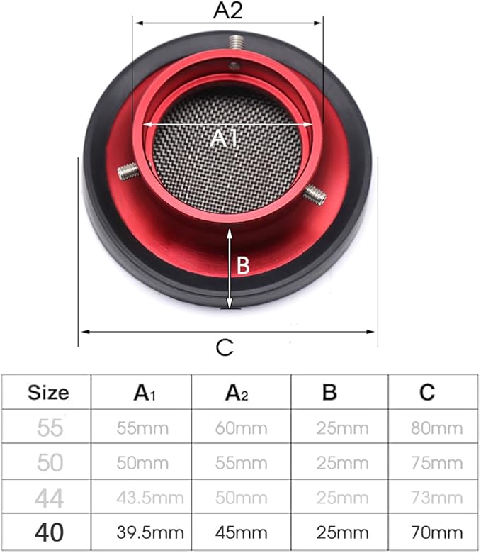 Carburetor Carb 40mm Velocity Stack Air Filter Cleaner Modified Trumpet with Sponge Filter Steel Mesh for VM22 PZ22 GX160 GX200 CT200U Short Fast Intake Suggest for Small Displacement (Red,40mm)