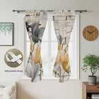 Spring Tulips Flower Bedroom Curtains 72 Inch Length, Window Curtains Tab Top, Vintage Floral Barn Doors Rustic Beige Light Filtering Window Treatments Drapes 52"x72" 2 Panel