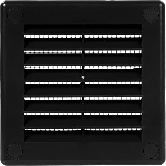 Vent Systems 4'' x 4'' Inch Black Soffit Vent Cover - Pack of 100 - Flat Square Air Vent Louver - Grille Cover - Built-in Insect Screen - HVAC Vents for Bathroom, Home Office, Kitchen 4x4 Inch