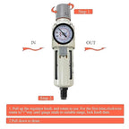 RIH Pneumatics 1/2"NPT Auto Drain Air Filter Pressure Regulator Combo Piggyback, air Pressure Regulator，Water Separator air Compressor(1/2"NPT)