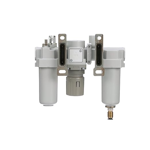 PneumaticPlus SAU300A-N03G-MEP - Dual Air System 3/8" NPT - Compressed Air Filter, Pressure Regulator & Lubricator w/Additional Free Air Port 1/4" NPT - Manual Drain, Metal Bowl