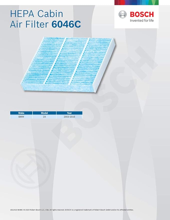 BOSCH 6046C HEPA Cabin Air Filter - Compatible with Select BMW Z4 (Pack of 3)