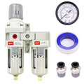 RIH Air Dryer System - 3/8”NPT Double Air Filters-5 Micron Particulate Filter& Air Pressure Regulator - Gauge(0-150 psi), Semi-Auto Drain, Poly Bowl,Bracket - 3 in 1 Two Unit