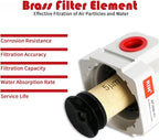 RIH 3/8" NPT Air Dryer for Compressor, Air compressor water separator,air compressor filter,AF3000-03 Manual Drain,5 Micron Brass Element, Poly Bowl 0-150 psi 5μm.