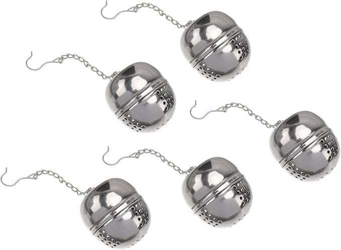 STOBAZA 5pcs Stainless Steel Tea Strainer Seasoning Ball Box Hanging Chain Easy Extraction Filter for Tea Soup Chinese Medicine