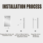 Backlit LED Illuminated Bathroom Mirror with LED Lights, Lighted Bathroom Makeup Wall Mounted Mirror with Demister Pad, Sensor Touch Switch, Horizontal/Vertical(B,H70*W90CM/H27.5*W35.4IN)