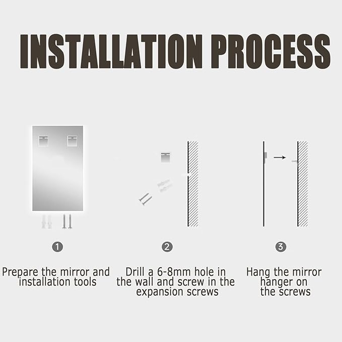 Backlit LED Illuminated Bathroom Mirror with LED Lights, Lighted Bathroom Makeup Wall Mounted Mirror with Demister Pad, Sensor Touch Switch, Horizontal/Vertical(B,H40*W60CM/H15.7*W23.6IN)