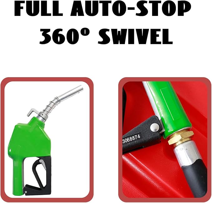 Portable Fuel Storage 58 Gallon Diesel Only Heavy-Duty PE Transfer Tank Container 12V Pump 10GPM Flow Rate,Auto Nozzle,13ft Hose,Water Filter,for Truck Bed,On-Site Refuel Equipment Fueling