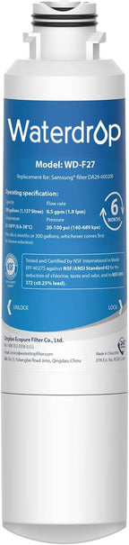 Waterdrop DA29-00020B Replacement for Samsung® Water Filter HAF-CIN/EXP, DA29-00020B, HAF-CIN, DA29-00020B-1, RF28HMEDBSR, RF263BEAESR, RS25J500DSR, RF263TEAESG, HDX FMS-2, DA97-08006A-1, 1 Filter