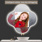 Irregular Bathroom Mirror with LED Light, Wall Mounted Mirror with Demister Pad, 3-Color Dimmable LED Light, for Wall, Living Room, Bedroom, Vanity, Entryway(80cm/31.5in)