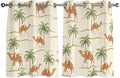 2 Panel Kitchen Cafe Curtains, Date Coconut Tree Sunlight Filtering Nature Air Through, Home Decor Window Covering Tier Curtains for Bedroom Living Room Desert Camels Botanical Tropical Beige