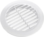 White 4" Inch Round Ventilation Grille with Insect mesh. (Duct 4Ø / Grille 5Ø) Ventilation Applications. Indoor and Outdoor Vent Cover. Available 3 Sizes / 4 Colors.