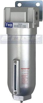 HEAVY DUTY INDUSTRIAL RATED HIGH FLOW PARTICULATE FILTER, IN-LINE WATER TRAP FOR COMPRESSED AIR LINE SYSTEMS, 5 MICRON WITH METAL BOWL (3/4" NPT, 11oz)
