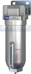 HEAVY DUTY INDUSTRIAL RATED HIGH FLOW PARTICULATE FILTER, IN-LINE WATER TRAP FOR COMPRESSED AIR LINE SYSTEMS, 5 MICRON WITH METAL BOWL (1" NPT, 11oz)