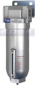 HEAVY DUTY INDUSTRIAL RATED HIGH FLOW PARTICULATE FILTER, IN-LINE WATER TRAP FOR COMPRESSED AIR LINE SYSTEMS, 5 MICRON WITH METAL BOWL (1/2" NPT, 11oz)