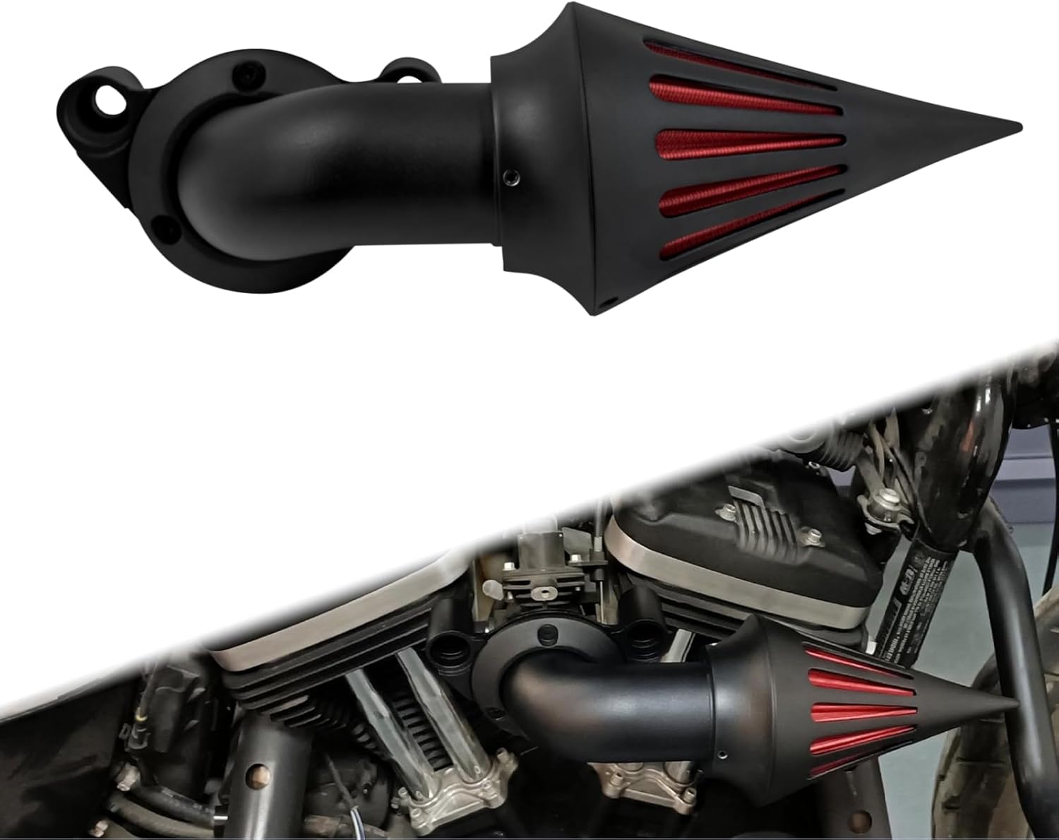 Air Cleaner Motorcycle CNC Spike Air Intake Filter Kit Fit for Harley Sportster XL Iron 883 1200 2004-2022 (Black)