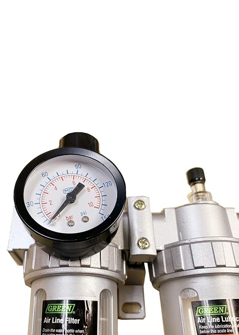 1/4" NPT Air Filter, Regulator & Lubricator (FRL) Combo - Water/Oil Trap Separator - Pressure Gauge(0-150 psi). DP-353325-1