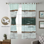 Blue Teal Living Room Curtains 84 Inch Length, Window Curtains Tab Top, Vintage Wooden Retro Art Farmhouse Barns Light Filtering Window Treatments Drapes 52"x84" 2 Panel