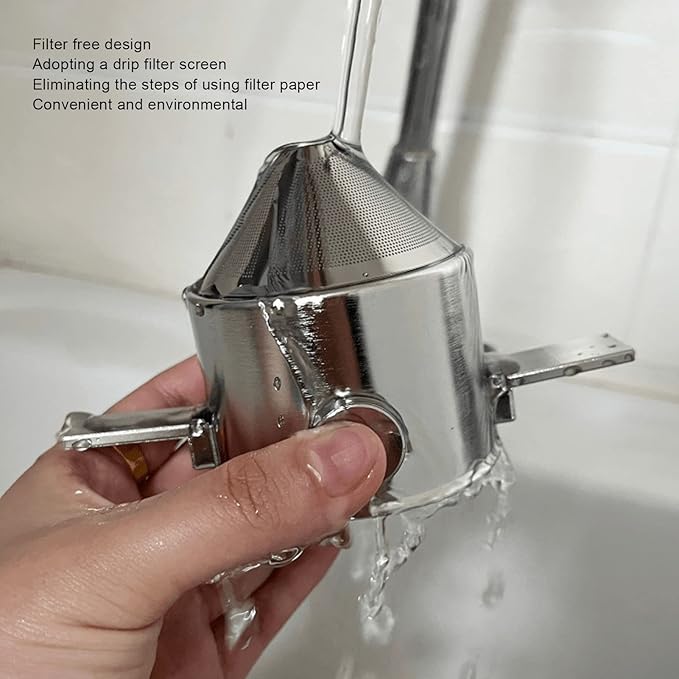Portable Pour Over Coffee Maker Stainless Steel Reusable Cone Coffee Dripper Filter Hand Brewed Design for Home Travel Office 304 Stainless Steel Material