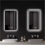 Bathroom Mirror with LED Lights, Backlit Illuminated Bathroom Mirror Wall Mounted Multifunction Vanity Mirror with 3 LED Light Color Dimmable and Demister Pad,(A,H60*W80CM/H23.6*W31.4IN)