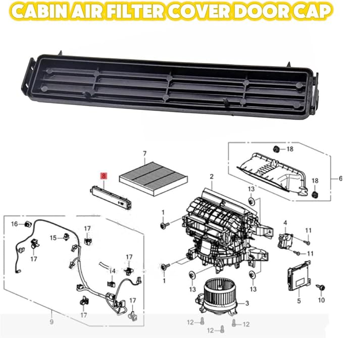 Cabin Air Filter Lid Blower Cover Fit for Honda Insight 2010-2020 For Nissan Altima 2008-2012 Compatible with OEM 80292-TF0-003 Replacement HVAC Air Filter Housing Cap (80292-TF0-003)