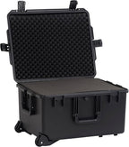 MEIJIA Portable All Weather Waterproof Rolling Hard Camera Case with Customizable Fit Foam and Wheels, 24.6"X19.7"X14.4",Elegant Black