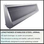 Wall-Mounted Stainless Steel Urinal Trough with Drain Pipe and Sensor, 304 Steel Commercial Multi-User Urinal, 100CM/150CM, for Schools and Construction Sites (100CM)