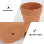 Red Clay Baked Clay Succulent Flower Pots with Saucers, 8x8cm Indoor Outdoor Decorative Terracotta Planters Set of 5 for Garden and Home Planting