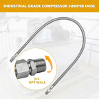 48 Inch 3/4 Inch Industrial Grade Compressor Jumper hose Kit,Air Hose for Compressed Air Piping System With Two 3/4" NPT Male parts (450 PSI &750°F),Flexible Stainless Steel Metal Hose ﻿