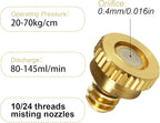 KUWAN 0.016" Orifice (0.4mm) Thread UNC 10/24 Brass Misting Nozzles Low Pressure Atomizing Misting Sprayer Water Hose Nozzle for Greenhouse, Landscaping, Outdoor Cooling Mister System (200PCS)