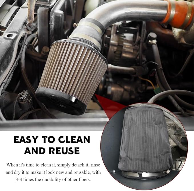 Air Filter Cover, Dustproof Air Intake Cover for Car, Waterproof Cold Air Intake Filter Protective Sock Covers Wrap, Car Air Filters Cleaner Accessories for High Flow Cone Air Filter (Small)