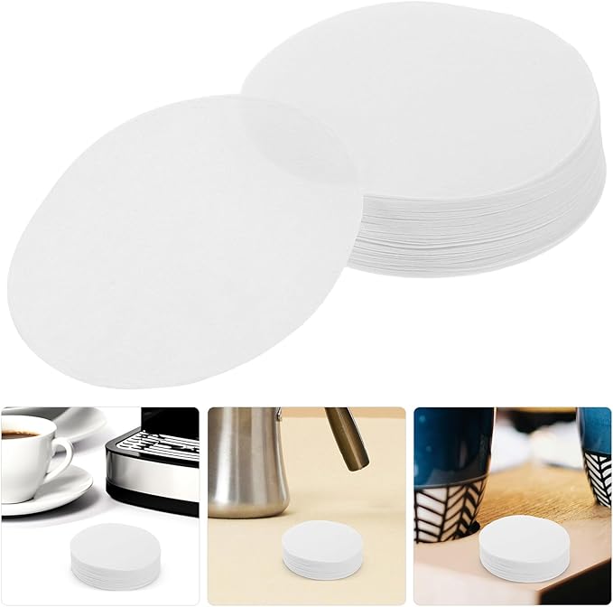 FRCOLOR 300pcs round Disposable Coffee Filter Papers for Small Coffee Pots and Drip Makers White 64mm Paper Filters Compatible with Espresso Machines and Portable Brewers
