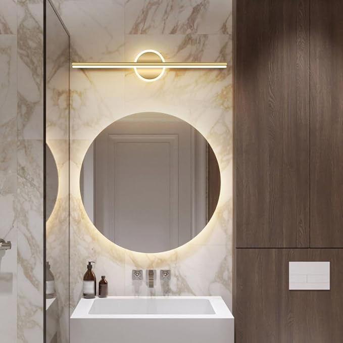 LTSRLL Frameless Illuminated LED Bathroom Wall Mirror with Touch, Demister Pad and Dimmable Lights & 3 Colors for Makeup Shaving and Bath Vanity IP44(Backlight,60cm/23.6in)