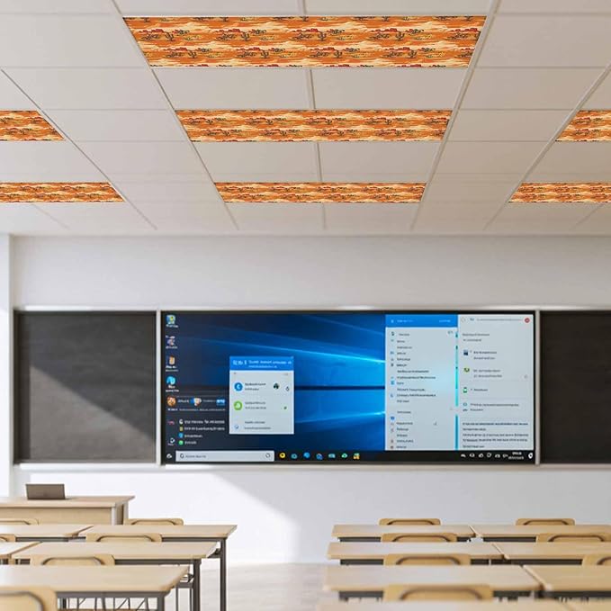Tropical Plant Cactus Fluorescent Light Covers 1 Pack Western Cowboy Horse Sunset Deserts Orange Magnetic Fluorescent Ceiling Lights Filters for Office Classroom Home Drop Ceiling 4x2 Feet
