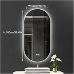 Bathroom Mirror with LED Lights，Bathroom Led Mirror ，Backlit Bathroom Mirror ，LED Mirror for Bathroom，Backlit Lighted Makeup Mirror，with Touch Sensor/Dimming/Demister pad(A,H100*W50cm/H39.4*W19.7IN)