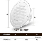 Zonon 12 Pcs Stainless Steel Soffit Vents 4 Inch Round Dryer Vent Cover with Mesh Screen for Home Outdoor Bathroom Wall Ceiling Outside Exterior Exhaust (White)