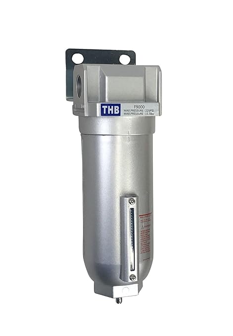 1" NPT Industrial Particulate Filter, Removes Water, Moisture, Debris from Compressed Air Lines, 11oz Bowl (225 PSI Max)