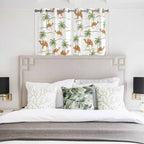 2 Panel Kitchen Cafe Curtains, Desert Camels Sunlight Filtering Nature Air Through, Home Decor Window Covering Tier Curtains for Bedroom Living Room Tropical Date Palm Trees Animal