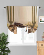 Tie Up Curtains for Windows, Cowboy Western Adjustable Balloon Nature Linen Textured Kitchen Curtain, Cowboy Hats Boots Desert Cacti Vintage Tie Up Blackout Curtains for Bedroom, 52 x 63 Inches
