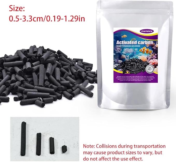 Activated Carbon Pellets for Aquarium Filter Media Activated Charcoal Bulk Fish Tank Charcoal Pellets Carbon Aquarium Filter for Fish Tanks, Freshwater,Saltwater (2.4lb with Mesh Bag)
