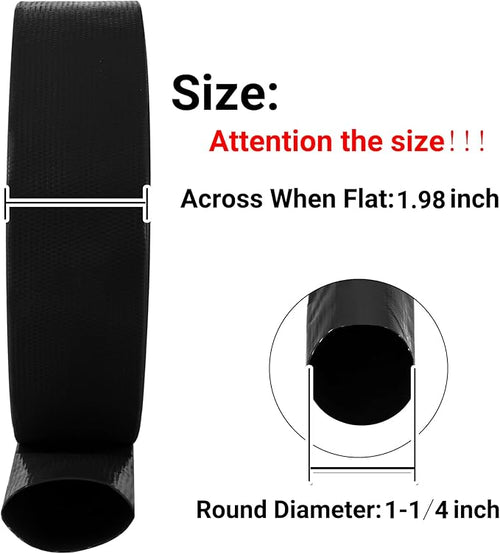 1-1/4" x 100 FT Pool Backwash Hose, Black Heavy Duty Reinforced PVC Lay Flat Water Discharge Hose