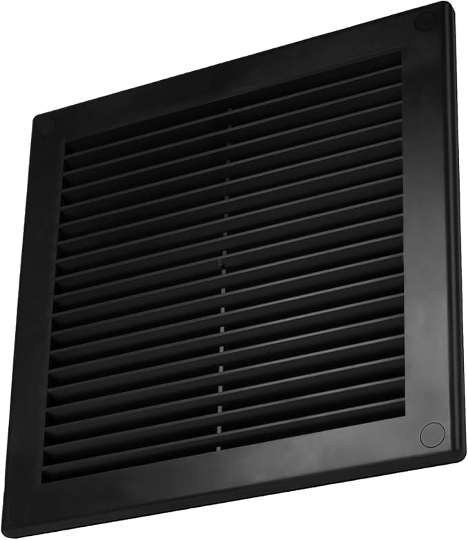 Vent Systems 6" x 6" (Opening Dimensions) - Pack of 2 - Black Plastic Soffit Vent Cover - Durable Flat Square Air Vent Grille with Mesh Screen - Ventilation Grill Wall & Ceiling Indoor & Outdoor
